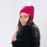 Knitted beanie POM pink