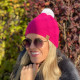 Knitted beanie POM pink