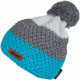 Knitted beanie POM turquoise/grey