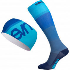 Mono blue compression socks and headband