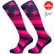 Long compression socks STARS pink