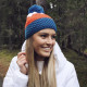 Knitted beanie POM blue/orange