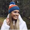 Knitted beanie POM blue/orange