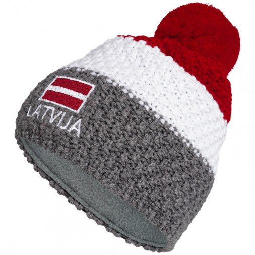 Knitted beanie POM LATVIA grey