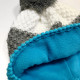 Knitted beanie POM turquoise/grey