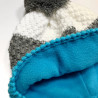 Knitted beanie POM turquoise/grey