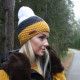 Knitted beanie POM mustard yellow