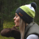 Knitted beanie POM green/grey