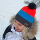 Knitted beanie POM orange/blue