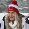 Knitted beanie POM LATVIA red