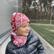 Multifunctional scarf cap LATVIA red