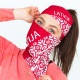 Multifunctional scarf cap LATVIA red